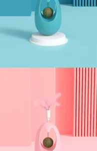 Interactive pet cat tumbler toy with mint ball and feather details for daily fun and play.