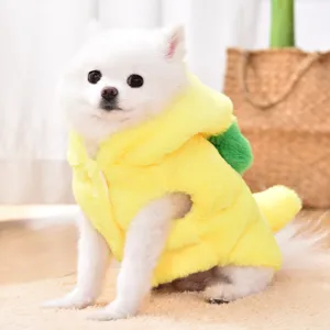 Pet Dog Clothes Autumn Winter Warm Banana Costume Cute Fleece Apparel For Small Dogs Cats Puppy Pet Party Outfit Gift