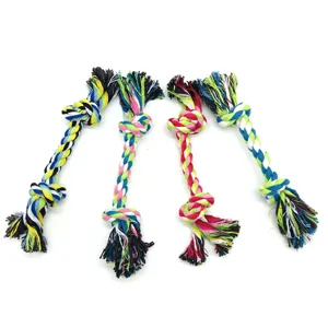 Set di giocattoli da masticare per cani in corda di cotone intrecciato colorato, resistente.