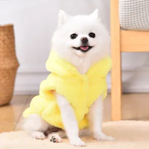 Cute pet dog winter warm hooded vest, soft plush puppy clothes for small dogs cats.