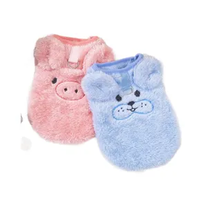 Cute plush pet vest winter warm dog cat clothes cute cartoon embroidery design