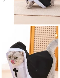 Halloween nun pet costume breathable funny cat dog cross cape photo prop detail shot
