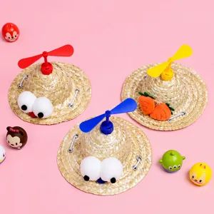 Pet Straw Hat Cute Bamboo Dragonfly Cat Dog Sun Hat Small Puppy Birthday Headwear Summer Pet Accessories