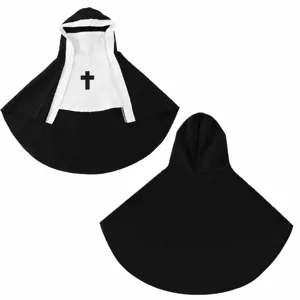 Halloween pet nun cloak costume for cats and dogs, funny breathable cosplay cape with cross.