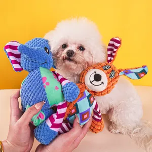 Cute Animal Plush Dog Toy Squeaky Interactive Teething Chew Toy for Puppy Pet Daily Play and Teething Pet Supplies