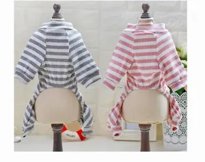 Comfortable striped pet pajamas and home clothes for small dogs and cats, soft and cozy wear.