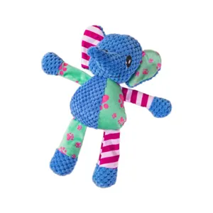 Plush elephant dog squeaky toy, interactive chew and teething toy for small and medium dogs.