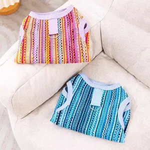 Summer breathable colorful striped pet vest mesh dog clothes for small dogs and cats