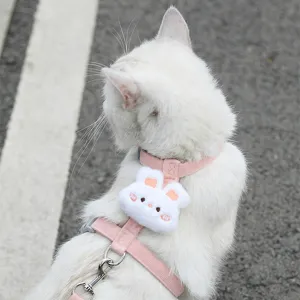 Cute Rabbit Bear Plush Cat Harness And Leash Set Anti Escape Vest Style Walking Strap For Small Pets Cat Supplies