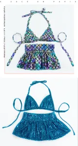 Summer mermaid scale pet bikini set cute cat dog swimwear strap costume apparel clothing