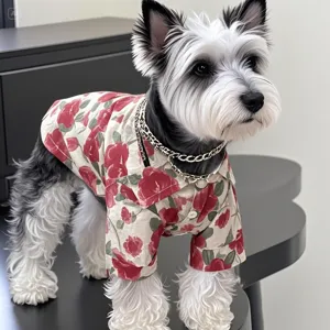 Pet Clothes Dog Summer Floral Resort Shirt Puppy Breathable Polyester Short Sleeve Top Small Dog Apparel