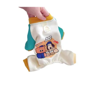 Warm fleece dog clothes four-legged cute cartoon bear pet apparel for small dogs winter
