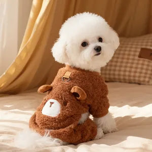 Cute Cartoon Pet Winter Warm Fleece Clothes Cute Bear Duck Design Two-Legged Apparel For Dogs And Cats
