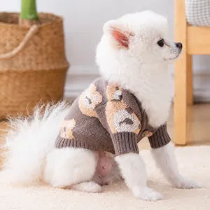 Pull pour Chien de Compagnie Automne Hiver Chaud Vêtements Tricotés Mignon Motif Ours Pull Vêtements Pour Petits Chiens Chats Chiot