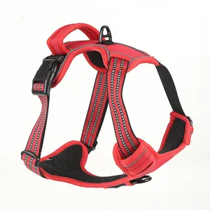 Harnais pour chien en tissu Oxford rouge anti traction gilet pour animaux de compagnie