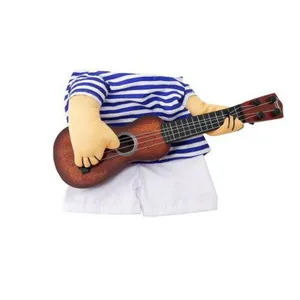 Funny Dog Cat Guitar Playing Costume Pet Clothes Sailor Suit Summer Apparel Fun Pet Party Dress Outfit