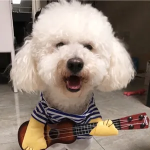 Funny dog cat costume playing guitar pet clothes funny transformation outfit summer apparel