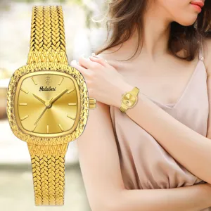 Damen Luxus Quarz Uhr Minimalist Mesh Metall Armband Quadratisches Zifferblatt Armbanduhr Mode Schmuck