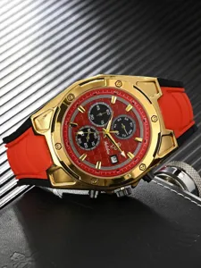 Reloj deportivo de cuarzo para hombre Yalalusi de lujo con seis agujas y correa de silicona.