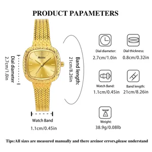Elegante goldene Damenuhr Quarz mit strukturierter Zifferblatt und Metallarmband.