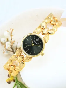 Yalalusi orologio donna oro di lusso con quadrante nero e cinturino dettagliato