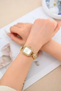Luxury gold diamond square dial women watch quartz elegant fashion wristwatch style
