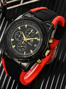Reloj deportivo de cuarzo para hombre con correa de silicona duradera y esfera multifunción.