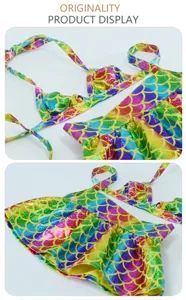 Colorful rainbow fish scale pet bikini set for cats and dogs summer swimwear cute clothes