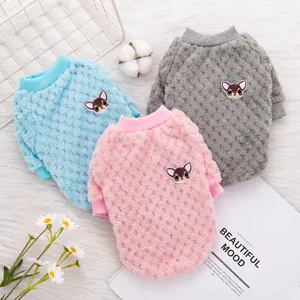 Pet Dog Hoodie Autumn Winter Warm Fleece Sweatshirt Cute Puppy Embroidery Clothes For Small Dogs Cats XS-XL