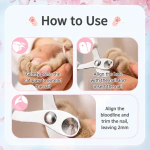 Professional pet nail clippers with safety guard and circular hole for cats and dogs grooming.