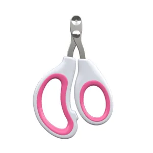 Professional pet nail clipper for cats and dogs, safe claw trimmer with ergonomic pink handle.