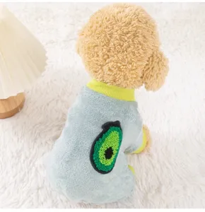Winter warm pet dog clothes cute avocado fleece four-leg apparel for small dogs cats