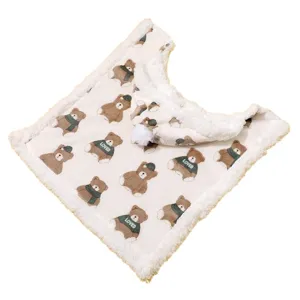 Thickened warm pet cloak for dogs in autumn and winter, cute bear print hooded cape blanket.