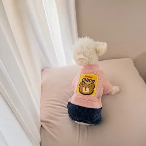 Abbigliamento per cani a quattro zampe imbottito per cuccioli, morbido pile invernale.