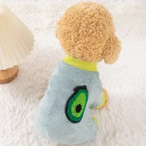 Cute thick pet dog winter clothes warm puppy four-leg apparel with avocado pattern for small dogs