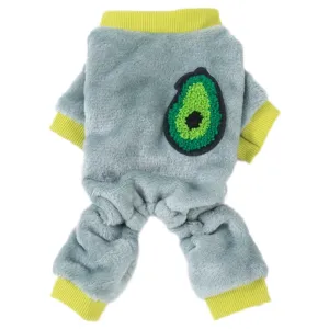 Warm winter four-leg pet dog clothes grey fleece hoodie cute avocado puppy cat apparel