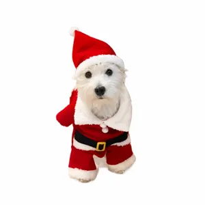 Cute dog Christmas costume cute pet Santa outfit winter red holiday clothes for small dogs puppy.