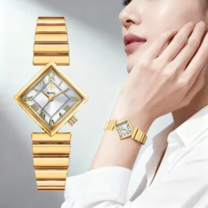 Minimalistische Kleine Quadratische Zifferblatt Quarzuhr Für Frauen Elegante Legierung Gold Silber Ton Wasserdichte Mode Armbanduhr Geschenk