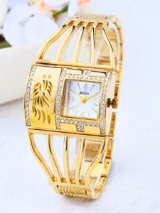 Reloj de pulsera Yalalusi dorado para mujer estrás correa de jaula cuarzo elegante