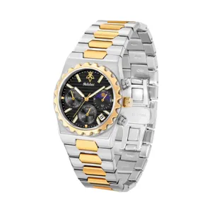 Men quartz watch two-tone stainless steel luxury business waterproof chronograph wristwatch