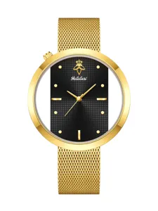 Yalalusi women fashion quartz watch golden mesh strap hollow round dial luxury wristwatch