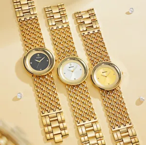Yalalusi luxury women watch vintage hollow gold metal strap round dial fashion wristwatch