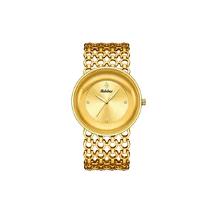 Yalalusi luxury women watch gold hollow mesh strap vintage round dial quartz wristwatch chic