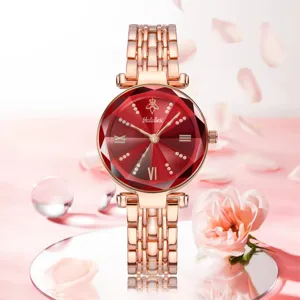 Yalalusi Orologio al Quarzo da Donna Moda Elegante Orologio da Polso Impermeabile Cassa in Lega Oro Rosa Quadrante in Cristallo
