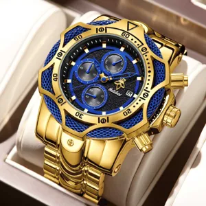 Hombres Lujo Reloj Cuarzo Grande Impermeable Cristal Zafiro Acero Inoxidable Negocios Casual Reloj