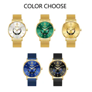 Reloj de cuarzo Yalalusi con malla para mujer y hombre con calendario y diferentes diales de color.