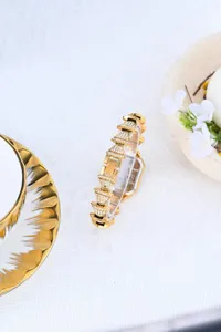 Gold rhinestone square dial women watch luxury elegant ladies wristwatch accessory details