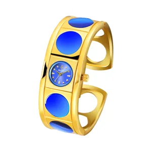 Yalalusi gold cuff bracelet watch for women, stylish vintage quartz wristwatch main view