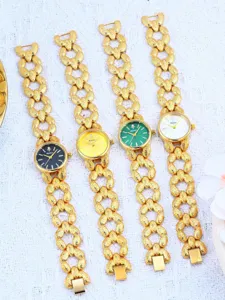 Yalalusi set orologio da polso al quarzo con cinturino a catena oro e quadranti colorati.