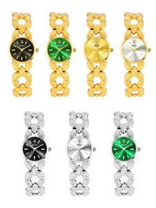 Orologio al quarzo da donna di lusso con cinturino in metallo e quadranti colorati.